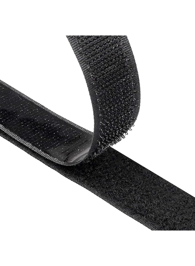 PROMASS promass Adhesive Hook and Loop Tape, 8 m Extra Strong Double-Sided Sticky Tape, Self-Adhesive Sticky Back Fastening Tape, 20 mm Wide,Black  - Image 1
