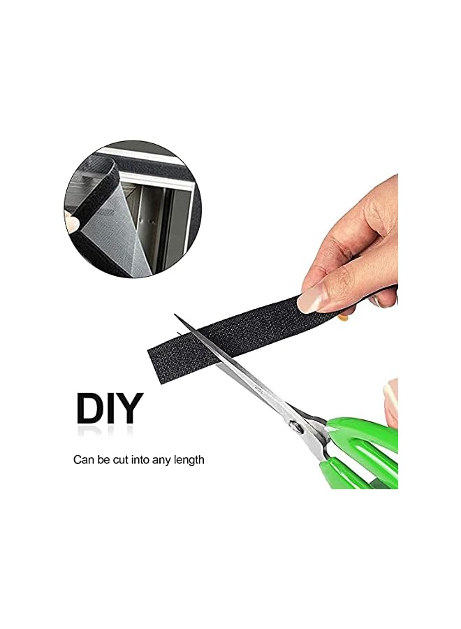 PROMASS promass Adhesive Hook and Loop Tape, 8 m Extra Strong Double-Sided Sticky Tape, Self-Adhesive Sticky Back Fastening Tape, 20 mm Wide,Black  - Image 2