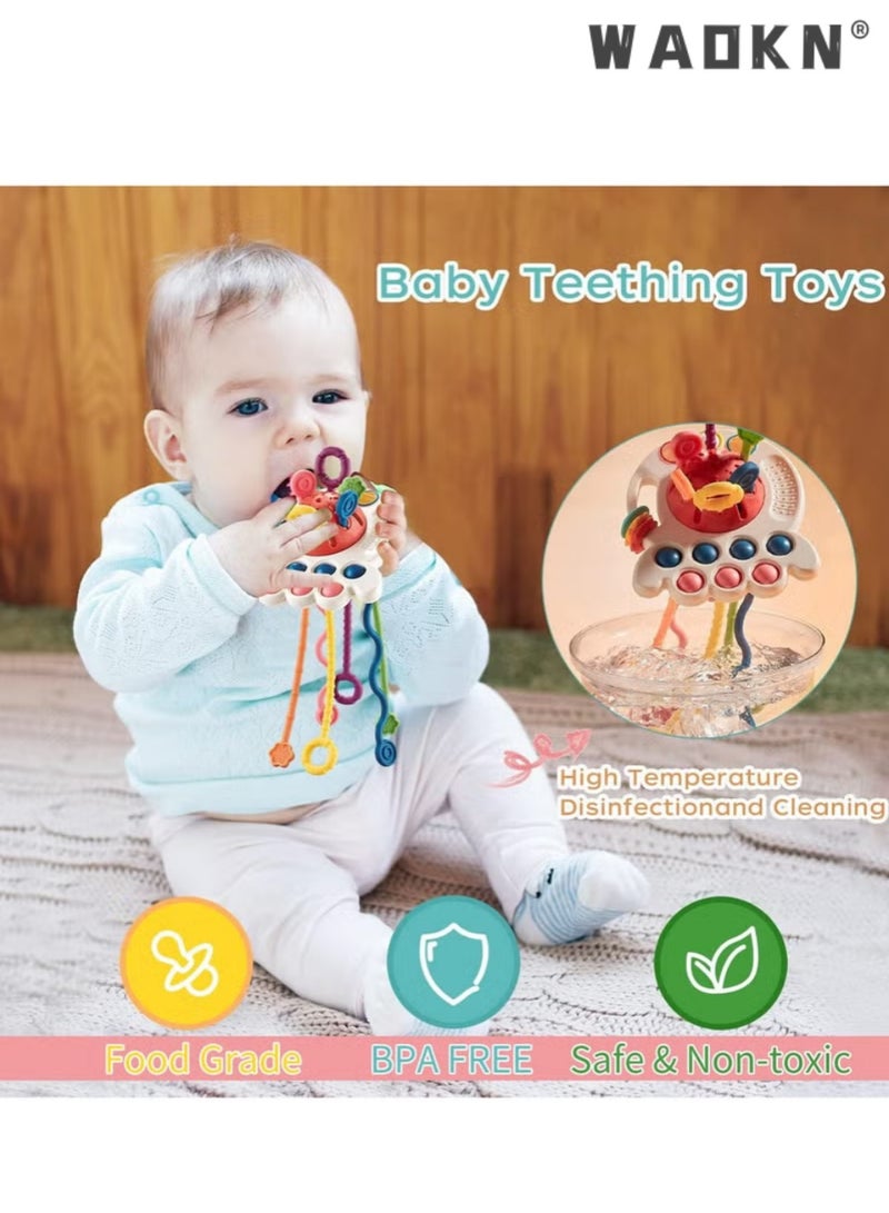 WAOKN Baby Montessori Sensory Teething Toy Infants Push and Pull Toy Kids Silicone Pull String Toy Developmental Teether Toy - Image 5