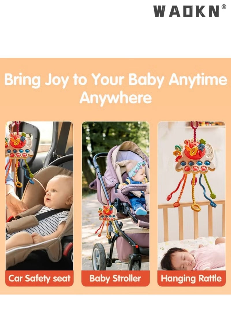 WAOKN Baby Montessori Sensory Teething Toy Infants Push and Pull Toy Kids Silicone Pull String Toy Developmental Teether Toy - Image 3