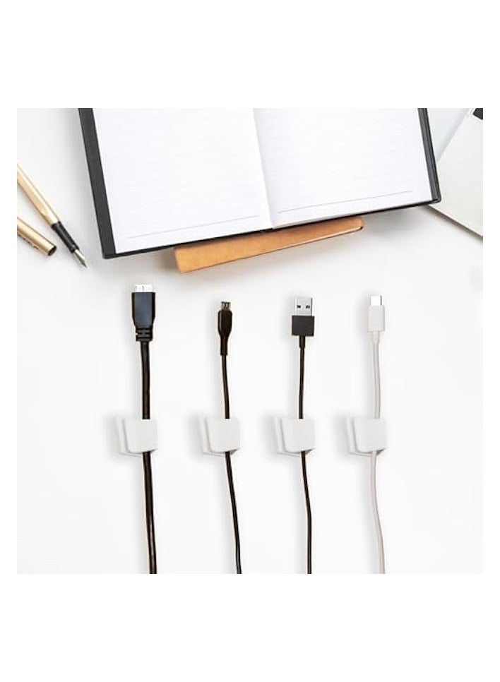 erorex 50 Pc's Cable Management Clips, Self Adhesive Wire Organizer for Desk, Home, and Office Use, Durable Cord Holder for Charging Cables, LED Light, Tangle-Free Solution - Image 2