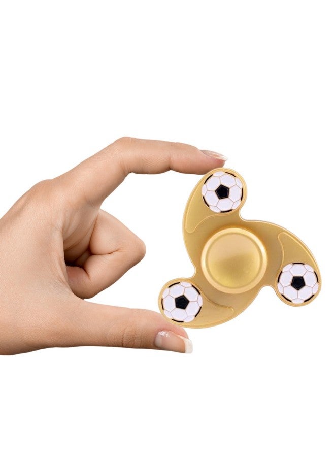 Premsons Premsons® Hand Spinner Desk Toy - High Speed Smooth Finger Spin Sensory Fidget Stress Relief Game Play for Kids & Adults - Birthday Party Gift - Metal - Gold Football - Image 2