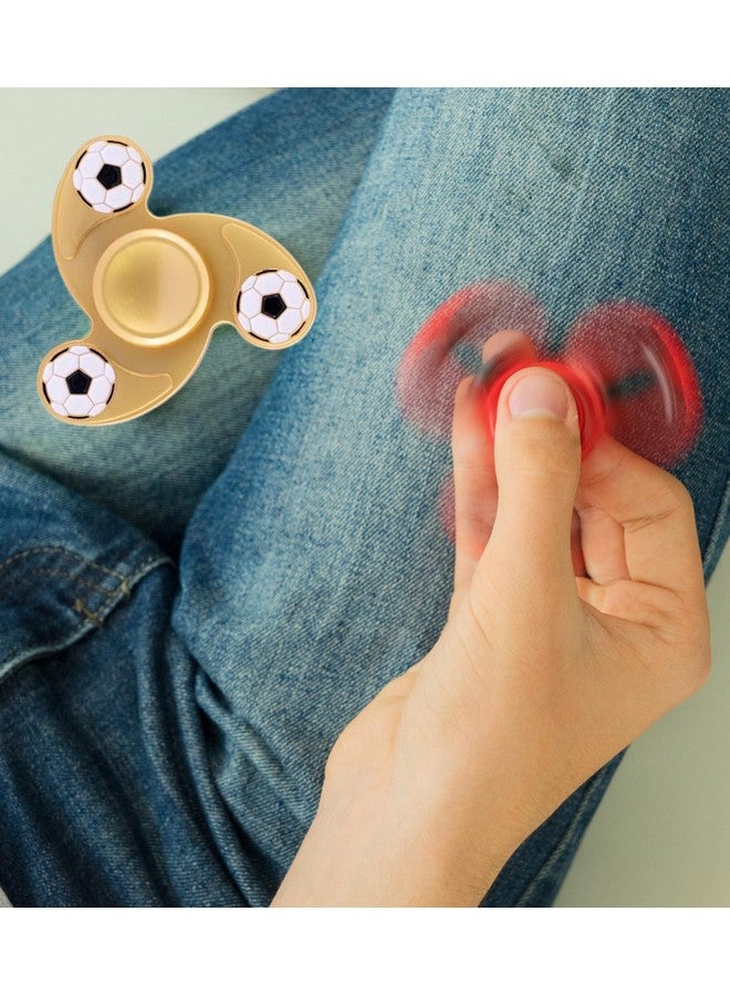 Premsons Premsons® Hand Spinner Desk Toy - High Speed Smooth Finger Spin Sensory Fidget Stress Relief Game Play for Kids & Adults - Birthday Party Gift - Metal - Gold Football - Image 4