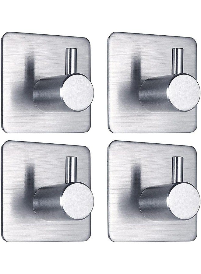 لاصق مناشفة خطايات الفولاذ المقاوم للصدأ خطايات لاصقة الحائط خطايات حامل لا حفرة لتعليق معطف، قبعة، مناشفة روب لحمام مطبخ باب نافذة مجلس الوزراء خطايات لاصقة (الفضة 4 جهاز كمبيوتر شخصي) - Image 1