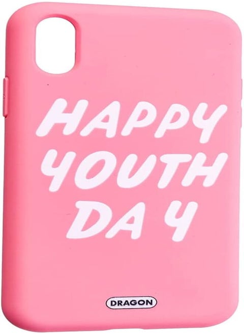 Dragon tpu back cover hard slim creative case happy youth day design for iphone x - pink white-small