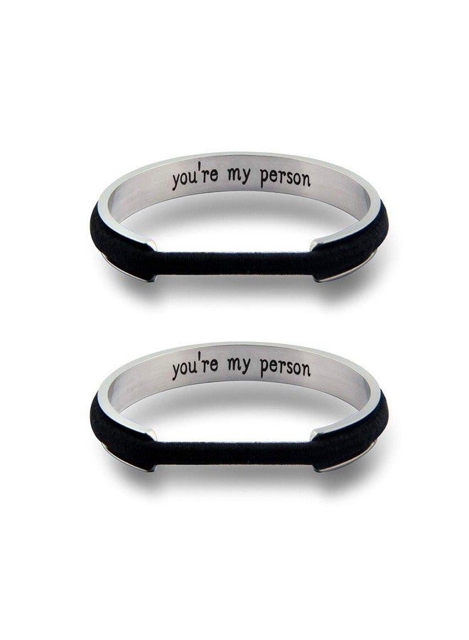 WUSUANED My Person Hair Tie Grooved Cuff Bangle Bracelet Best Friend Gift For BBF Lovers Family (You're my person 2 silver) - Image 1