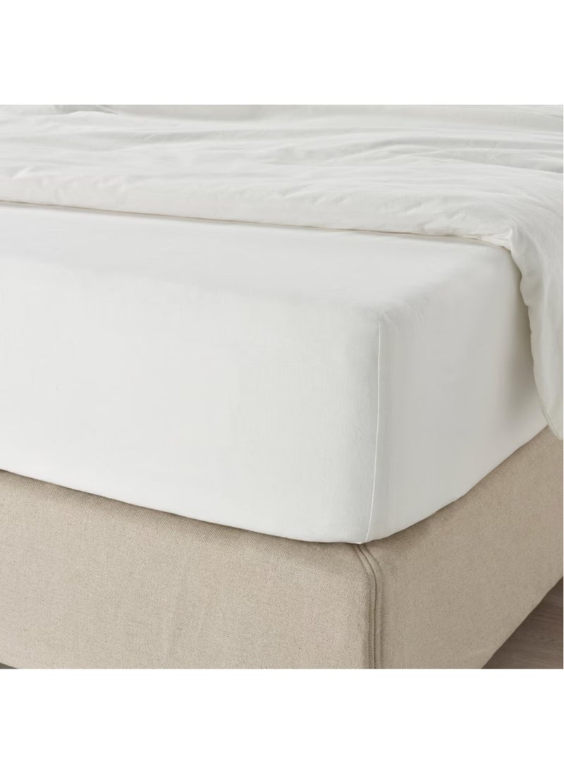 Generic Faergmara Fitted Cotton Sheet White King Size 180x200 cm  - Image 2