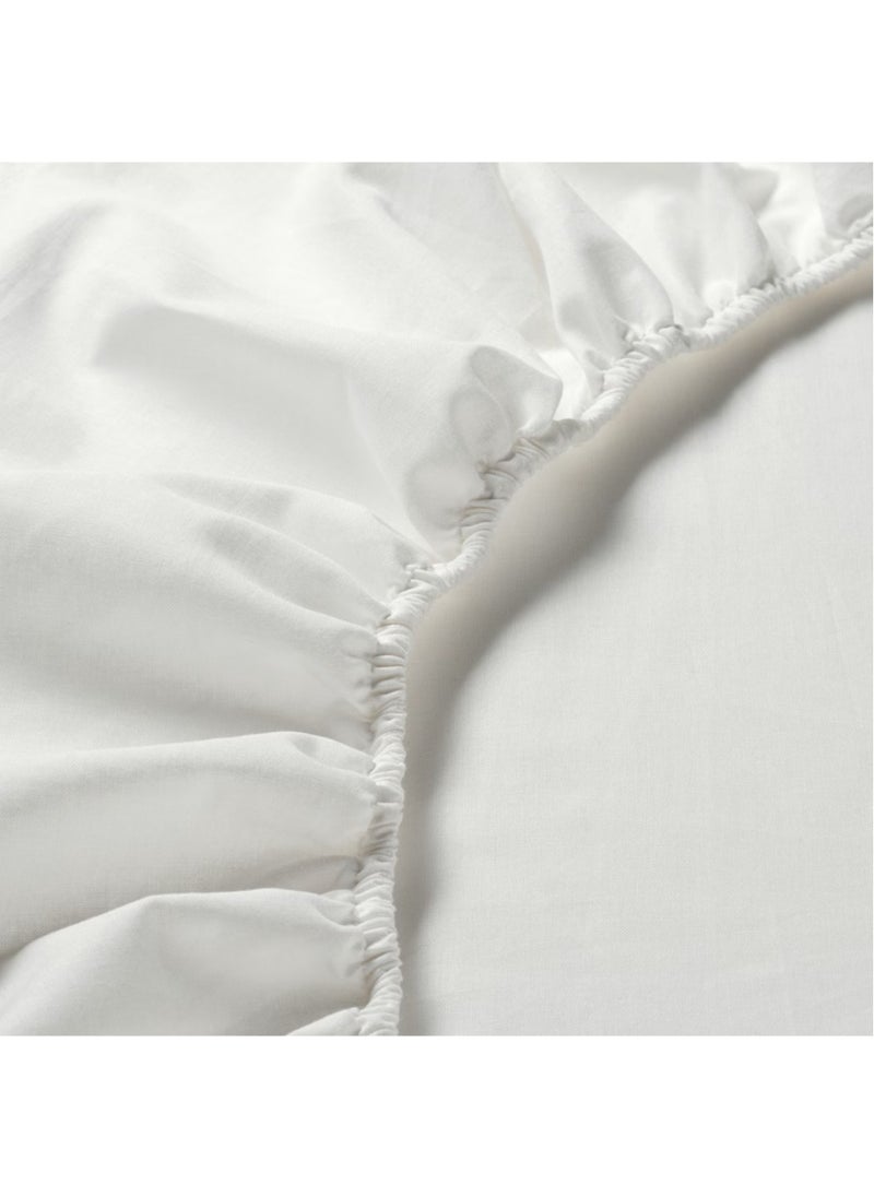Generic Faergmara Fitted Cotton Sheet White King Size 180x200 cm  - Image 5