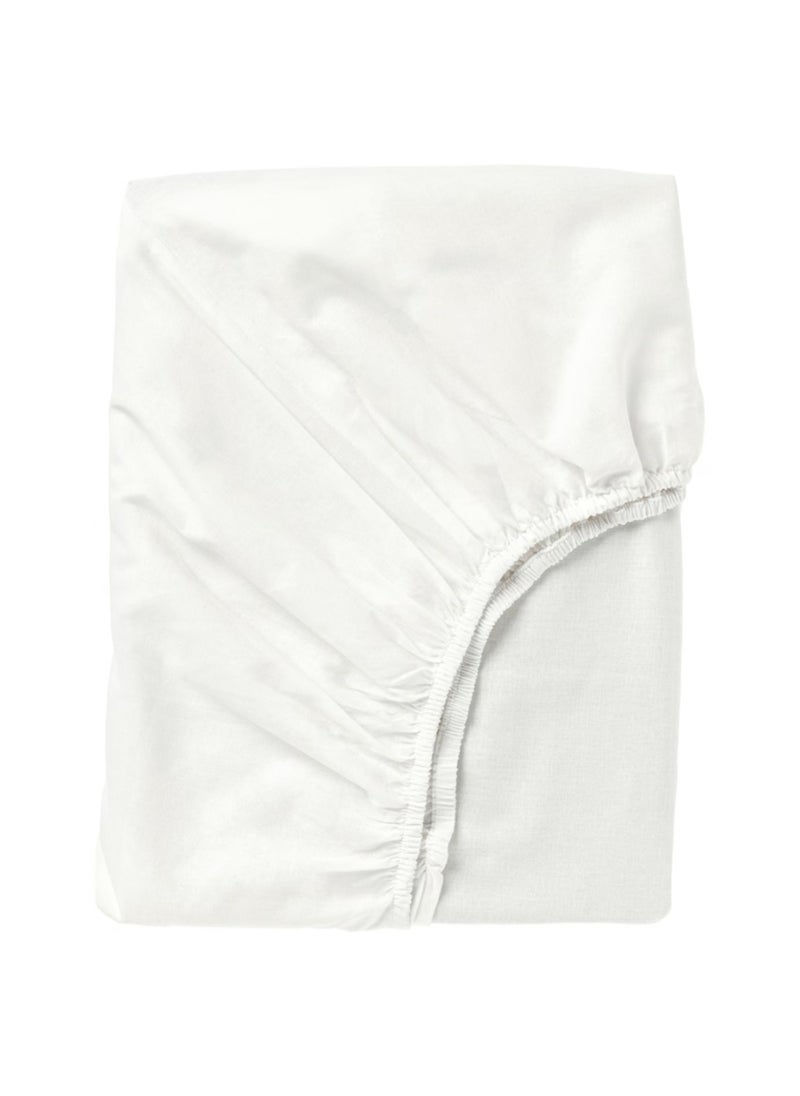 Generic Faergmara Fitted Cotton Sheet White King Size 180x200 cm  - Image 1