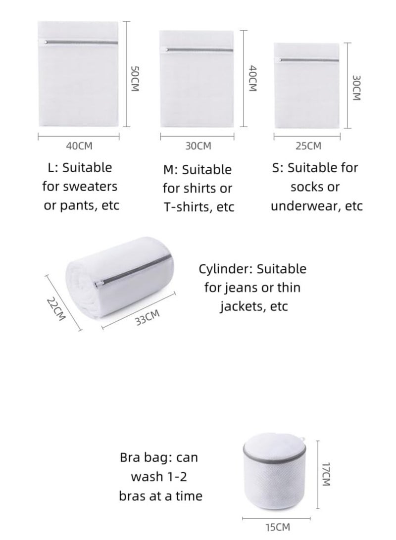 Oasisgalore 5 Pcs Laundry Bag Set, Toughened Mesh Cloth, Sizes: Large, Medium, Small, Cylinder  - Image 2