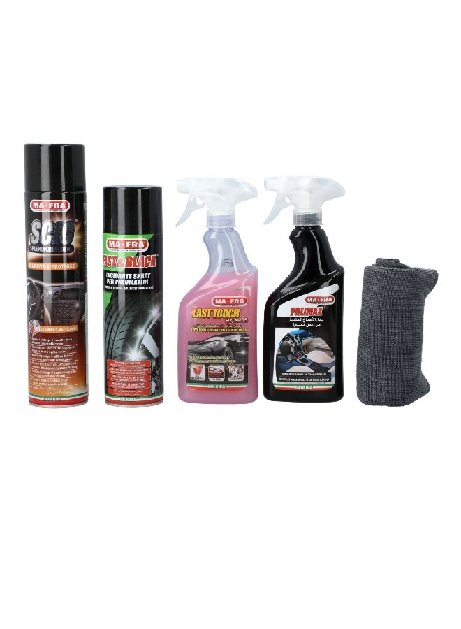 MA-FRA 5-Piece Fast and Black Lucidante Spray Car Washing Care Combo Kit Multicolour SPL54 - Image 1