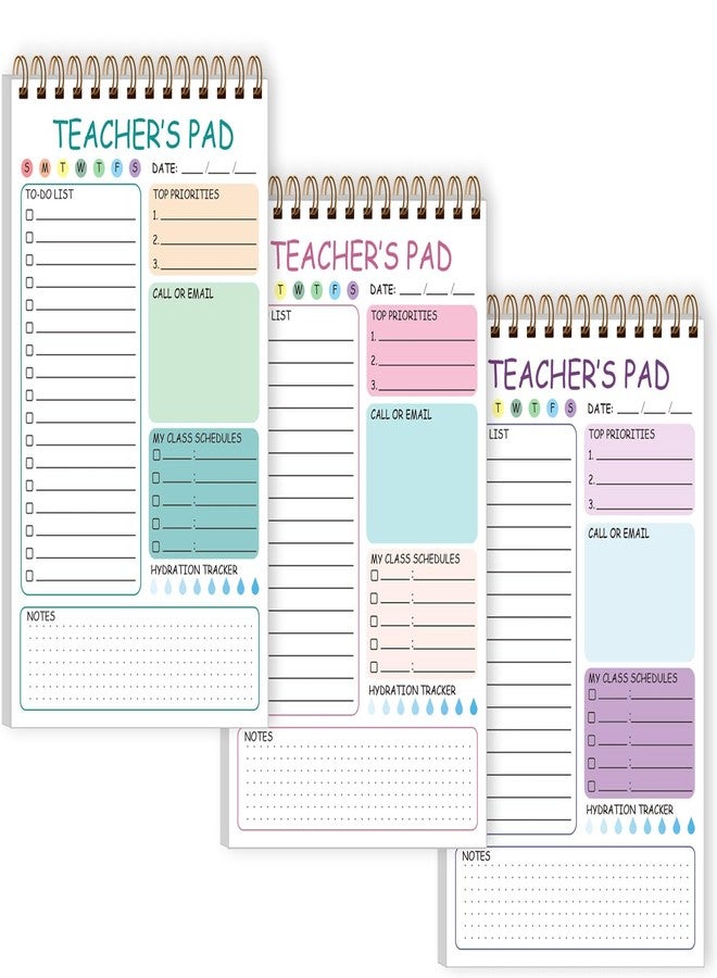 Tuun Fuplan 3 Pack Teacher Notepad - Teacher Appreciation Gifts with 50 Sheets, Daily To Do List Notepad, Spiral Checklist Notebook Organizer for Teachers Woman Man Notes Task Appointment, 5.8'' x 8.3'' - Image 1