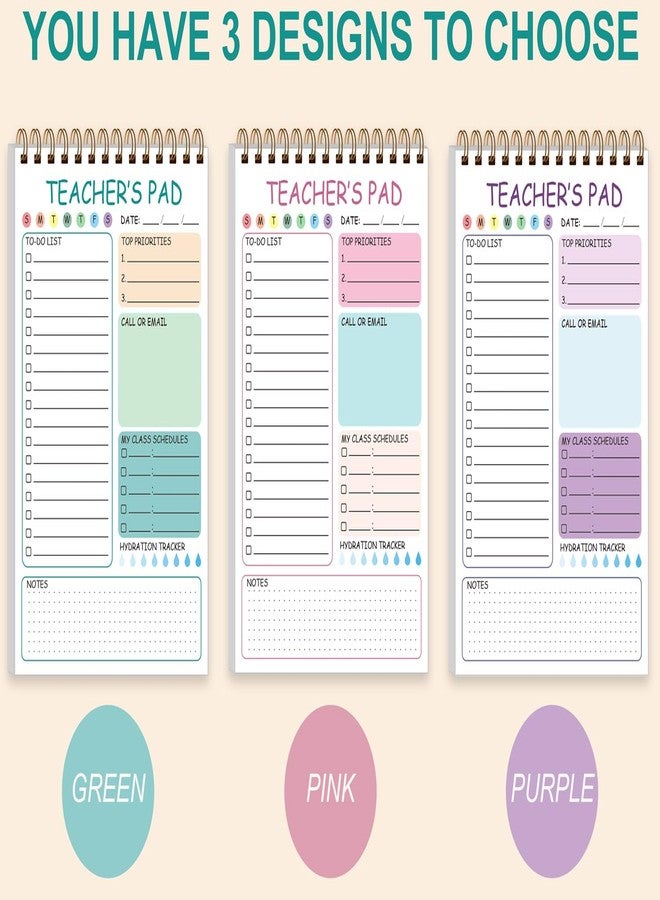 Tuun Fuplan 3 Pack Teacher Notepad - Teacher Appreciation Gifts with 50 Sheets, Daily To Do List Notepad, Spiral Checklist Notebook Organizer for Teachers Woman Man Notes Task Appointment, 5.8'' x 8.3'' - Image 5