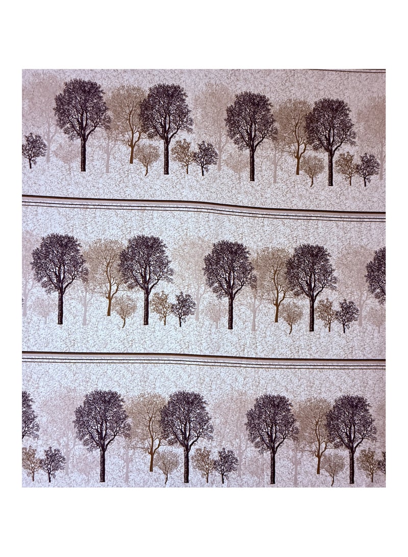 King Size Flat Bedsheet 250x240 cm with 2 Pillow Covers – Soft Microfiber, Autumn Tree Print in Beige & Brown  - Image 2