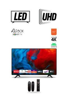 شاشة سمارت - اندرويد 14 - 70 بوصة - 4K UHD  - مع حامل جداري و رسيفر داخلي -  S-KT-70BF-12 / KT70UH
