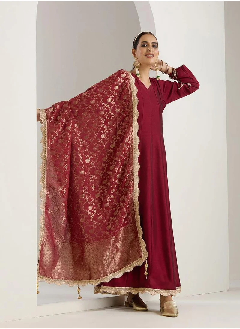 آي شين Women Wine Polyester Chinon Dress