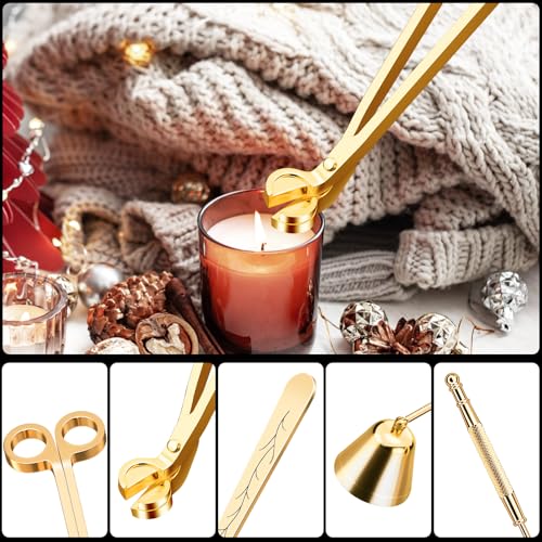 calary Candle Wick Trimmer, Candle Snuffer and Wick Dipper & Candle Accessory Set, 3 in 1 Candle Care Kit for Candle Lover (Gold) - Image 3