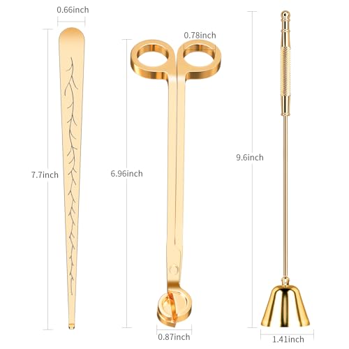 calary Candle Wick Trimmer, Candle Snuffer and Wick Dipper & Candle Accessory Set, 3 in 1 Candle Care Kit for Candle Lover (Gold) - Image 2