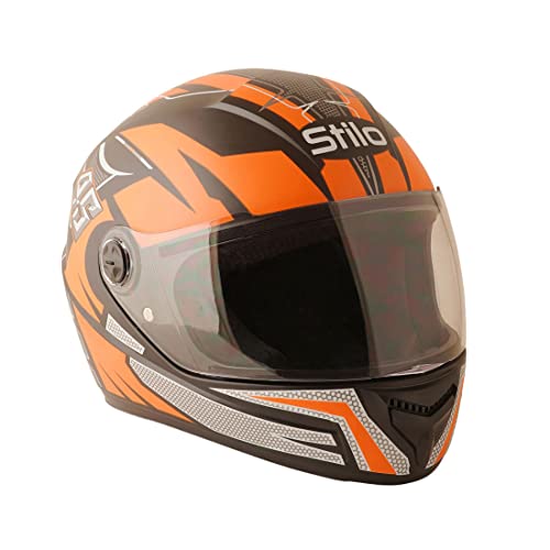 Sage Square ISI Certified ABS Clear Visor, High Standard Safety, Enhanced Design, Extra Comfort, Enhanced Design Proud 45 Full Face Graphic Helmet (Large, Black Matte - Orange) - Image 1