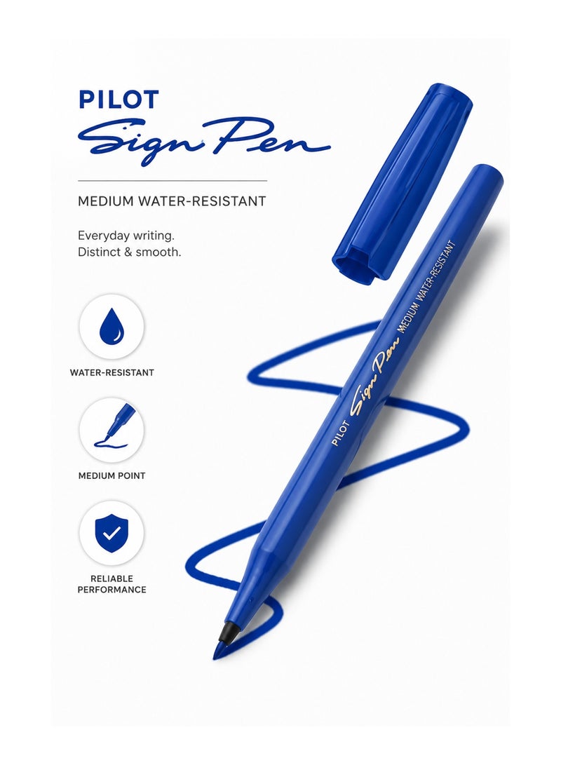 PILOT 4-Piece Waterproof Sign Pen Blue Ink - Image 2