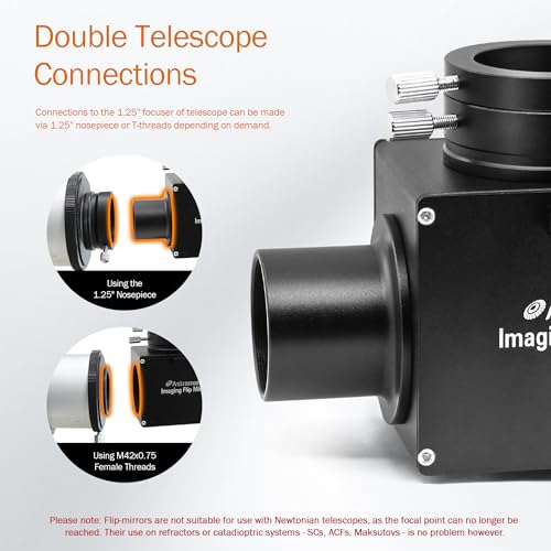 Astromania 1.25 Inch Flip Mirror for Telescope with Eyepiece Adapter, Precise Focusing & Centering Telescope Accessories with Camera & Eyepiece for Simultaneous Naked-Eye Viewing & Astrophotography - Image 3