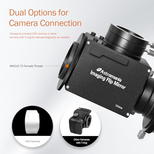 Astromania 1.25 Inch Flip Mirror for Telescope with Eyepiece Adapter, Precise Focusing & Centering Telescope Accessories with Camera & Eyepiece for Simultaneous Naked-Eye Viewing & Astrophotography - Image 4