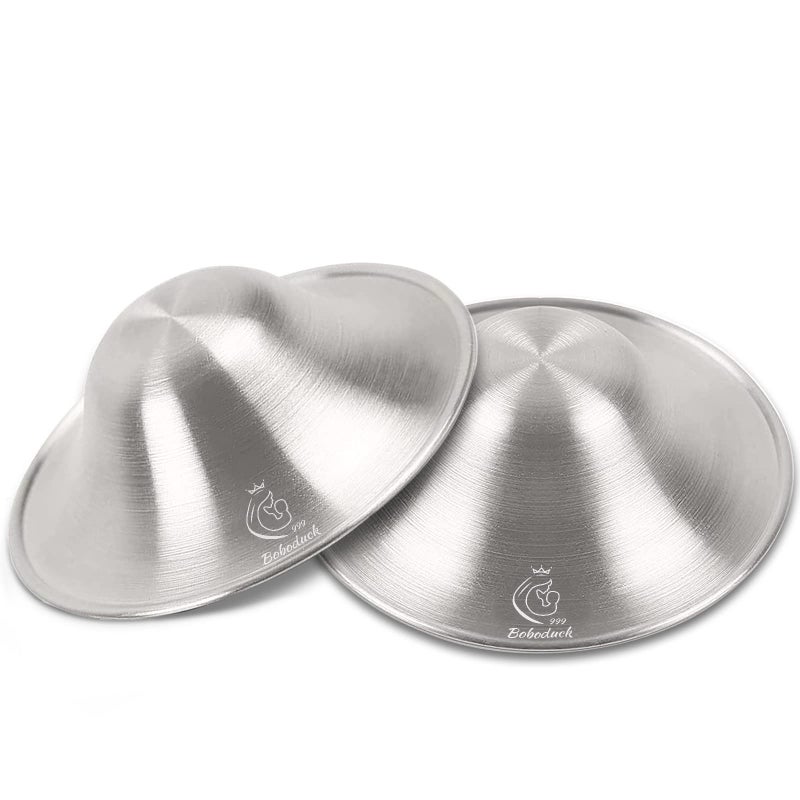 FlyIdeas Boboduck Silver Nipple Shields, 999 Silver Cups for Breastfeeding, Essentials Breast Shields for Nursing Newborns, Silver Nipple Guards and Pads (Small) - Image 1