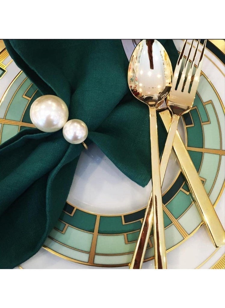 Set of 12 Napkin Rings for Dinning Table Setting- Pearl Napkin Rings for Holiday Party, Home Kitchen for Casual or Formal Occasion,Wedding Party Dinner Table Decoration (Pearl, 12pcs) - Image 4