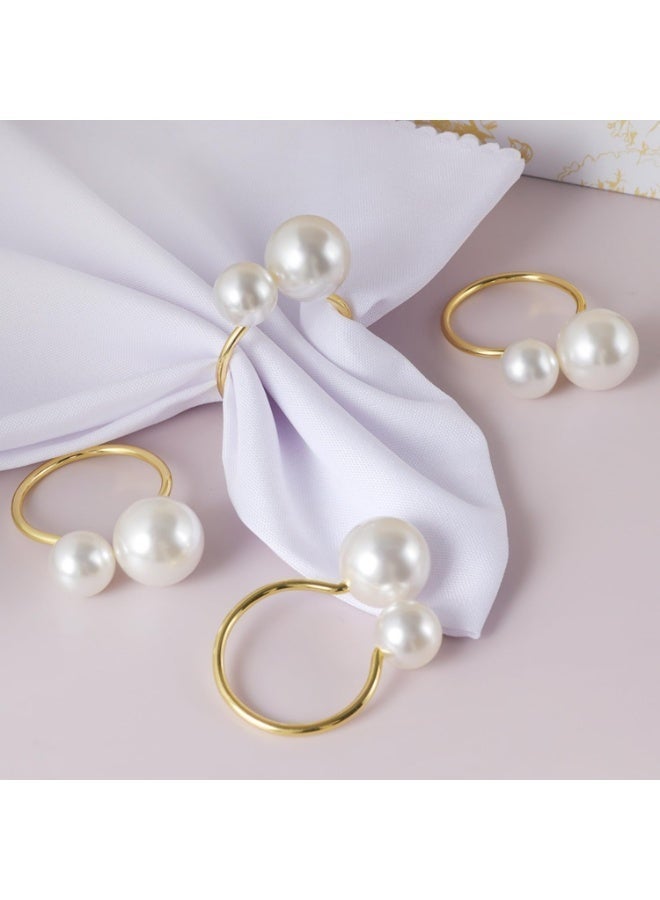 Set of 12 Napkin Rings for Dinning Table Setting- Pearl Napkin Rings for Holiday Party, Home Kitchen for Casual or Formal Occasion,Wedding Party Dinner Table Decoration (Pearl, 12pcs) - Image 5