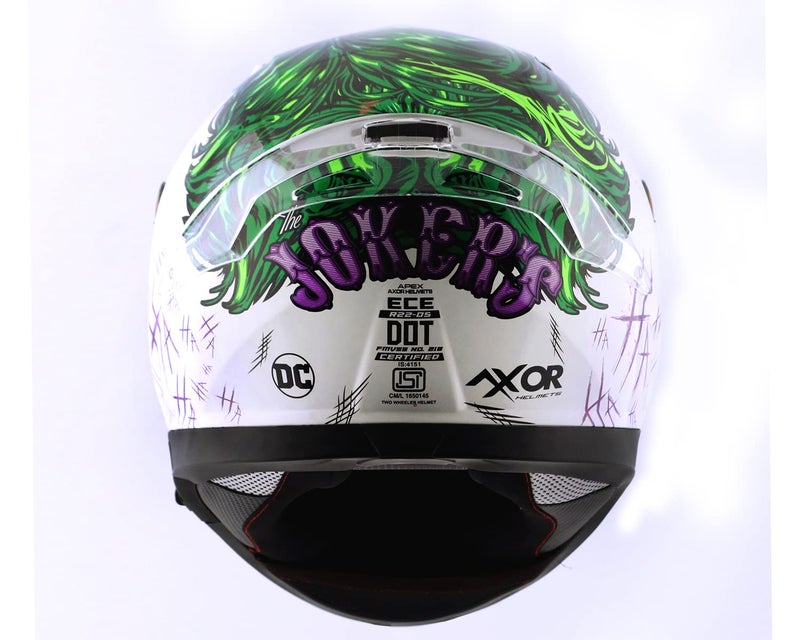 Axor Apex Dc Joker ISI ECE DOT Certified Full Face Dual Visor Helmet for Men and Women with Pinlock Fitted Outer Clear Visor and Inner Smoke Sun Visor (with Extra Irridium Blue Visor) White Green(M) - Image 4