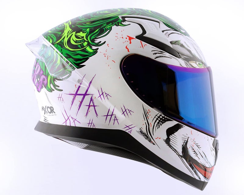 Axor Apex Dc Joker ISI ECE DOT Certified Full Face Dual Visor Helmet for Men and Women with Pinlock Fitted Outer Clear Visor and Inner Smoke Sun Visor (with Extra Irridium Blue Visor) White Green(M) - Image 5