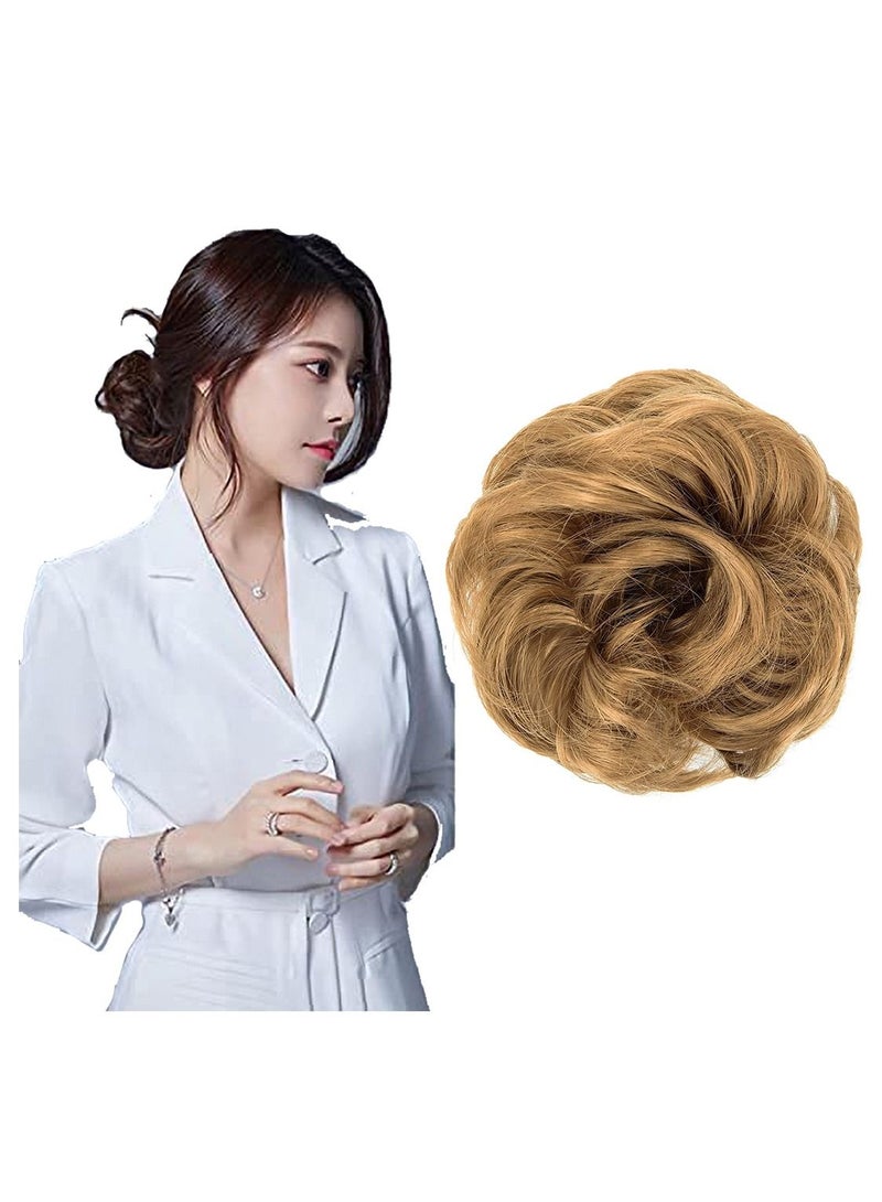Estelle Eestelle messyBun Scrunchie with Elastic Rubber Band Ponytail Hair Extensions Updo Chignon Donut Ponytail Hairpiece Synthetic Tousled Hair for Women (nature black2) - Image 1