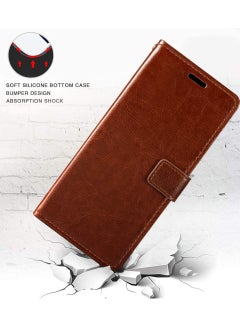 Generic Wallet Case For Samsung Galaxy A80 And A90 Premium Pu Leather Magnetic Flip Case Cover With Card Holder And Kickstand For Samsung Galaxy A80 And A90 Galaxy A80 And A90 Brown  - Image 3