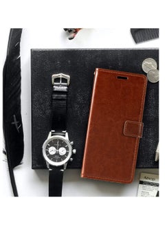 Generic Wallet Case For Samsung Galaxy A80 And A90 Premium Pu Leather Magnetic Flip Case Cover With Card Holder And Kickstand For Samsung Galaxy A80 And A90 Galaxy A80 And A90 Brown  - Image 5