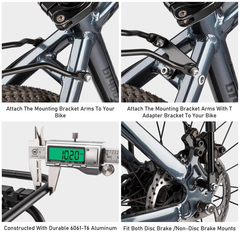 PINNAMAX Bike Rear Rack - Bicycle Pannier Rack Compatible with MIK System, Bike Cargo Rack for Disc Brake/Non-Disc Brake Mount - Height Adjustable for 26"-29" Frames - Image 5