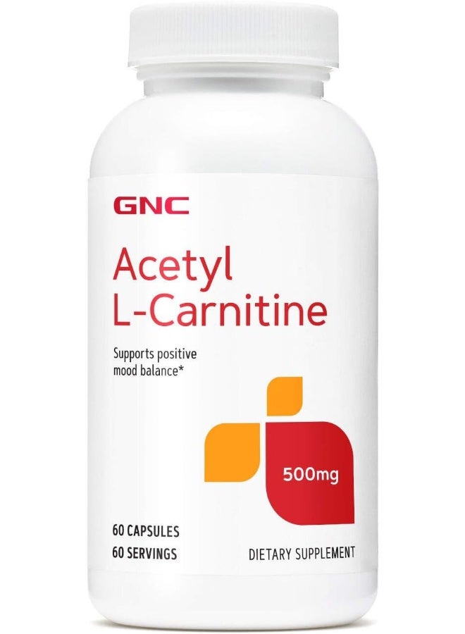 GNC Acetyl-L-Carnitine 500Mg | Supports Positive Mood Balance | 60 Count - Image 1