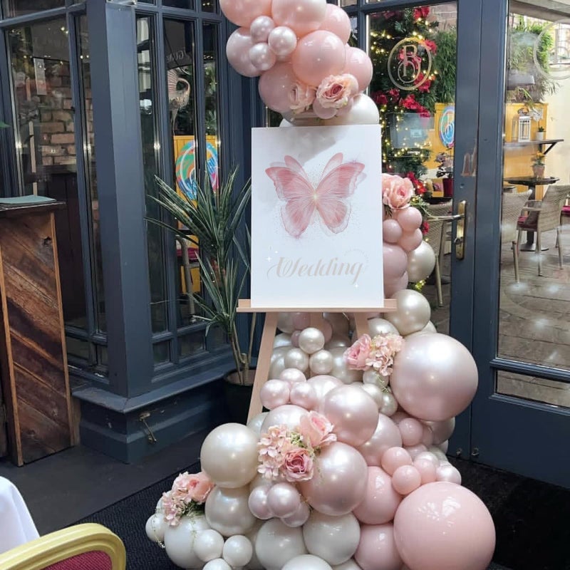 Togvu Double Stuffed Pearl White and Pink Balloons, 50pcs Double Stuffed Pearl Sand White Dusty Retro Pink Latex Balloons for Women Girls Boho Birthday Party Baby Shower Bridal Shower Wedding Engagement - Image 5