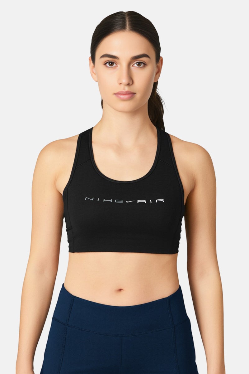 Nike Women Air Plus Size Brand Logo Training Sports Bra, Black - Image 1