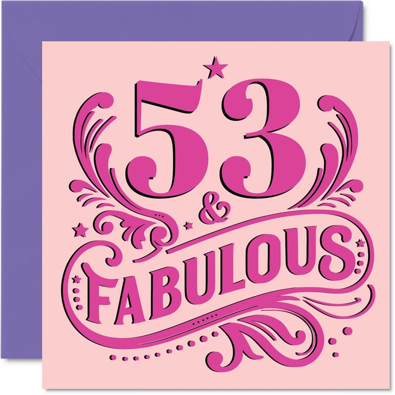 Stuff4 بطاقات عيد ميلاد 53 للنساء - رائعة - بطاقة عيد ميلاد سعيد لامرأة تبلغ من العمر 53 عامًا، الجدة، الجار، الجدة، الزوجة، 5.7 بوصة، بطاقات تهنئة بعيد الميلاد - Image 1