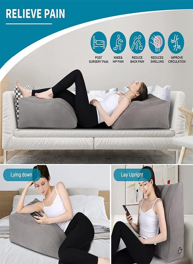 EMVANV Inflatable Leg Elevating Pillow,with Air Pump and Storage Bag Improve Circulataion and Reduce Swelling for Daily Use, Pregnant Women, People with Leg Problems(Grey) - Image 4