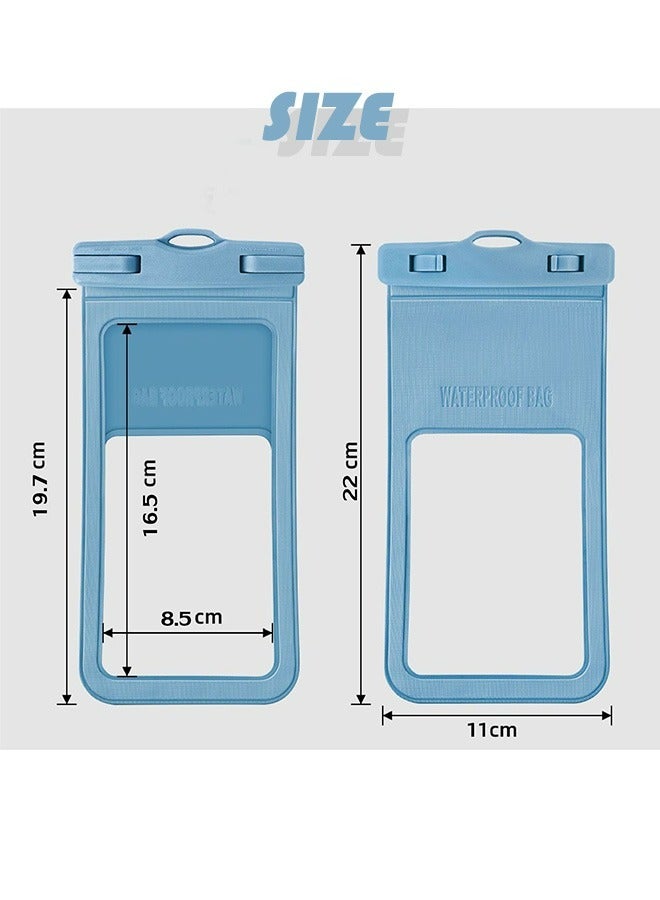 غطاء جراب هاتف مقاوم للماء، جراب هاتف متوافق مع شاشة اللمس مقاوم للغبار، حقيبة جافة مع حبل (أزرق) - Image 2