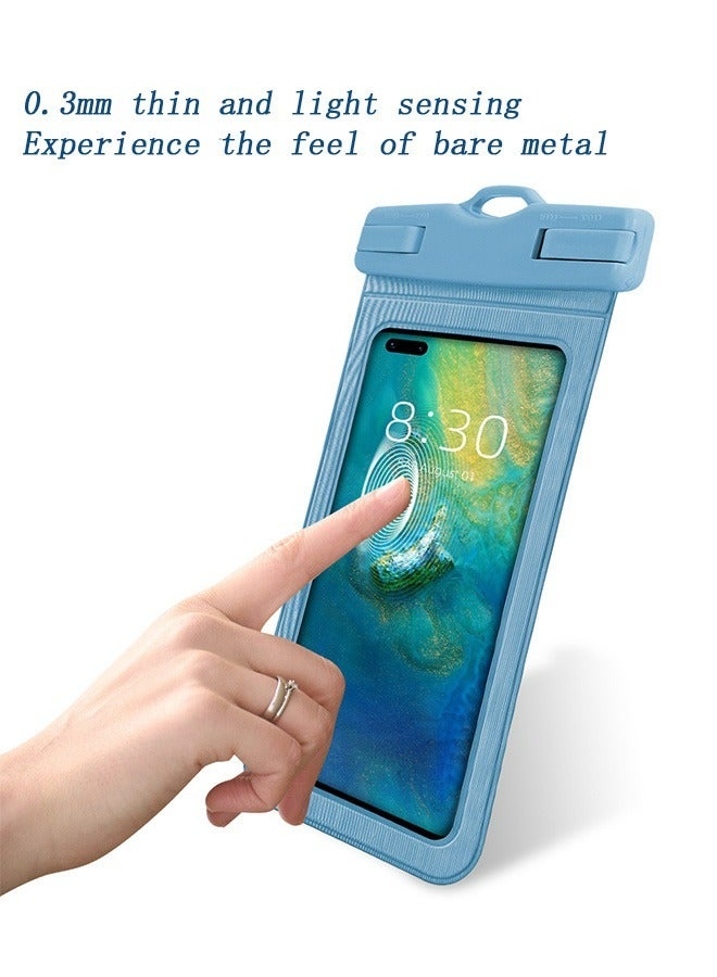 غطاء جراب هاتف مقاوم للماء، جراب هاتف متوافق مع شاشة اللمس مقاوم للغبار، حقيبة جافة مع حبل (أزرق) - Image 4