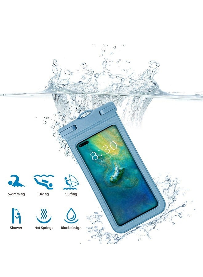 غطاء جراب هاتف مقاوم للماء، جراب هاتف متوافق مع شاشة اللمس مقاوم للغبار، حقيبة جافة مع حبل (أزرق) - Image 5