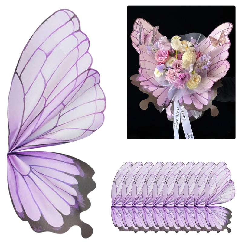 Aiouclay 20 Sheets Purple Butterfly Bouquet Wrapping Paper,Waterproof Floral,Wrapping Paper for Flower Bouquet,Bouquet Accessories for Wedding Birthday Flower Shop DIY Craft - Image 1