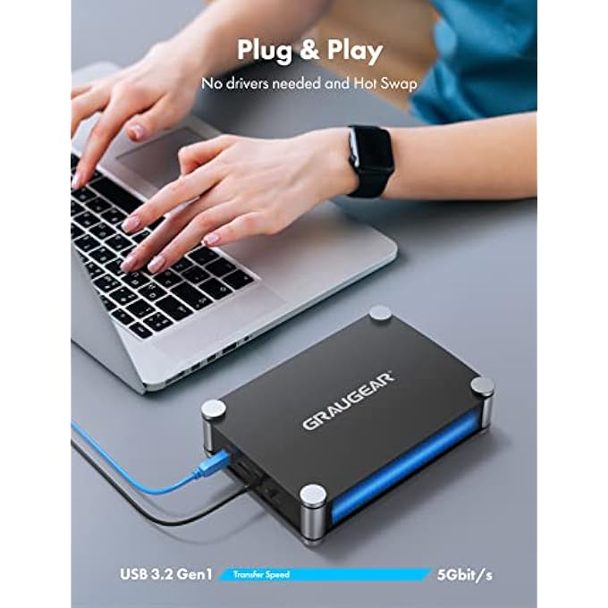 GRAUGEAR EXTERNAL ENCLOSURE FOR 1X 5.25 INCH SATA DRIVE BLU-RAY CD-DVD DRIVE USB 3.0 ESATA CONNECTION USB-C ADAPTER G-5251 - Image 2
