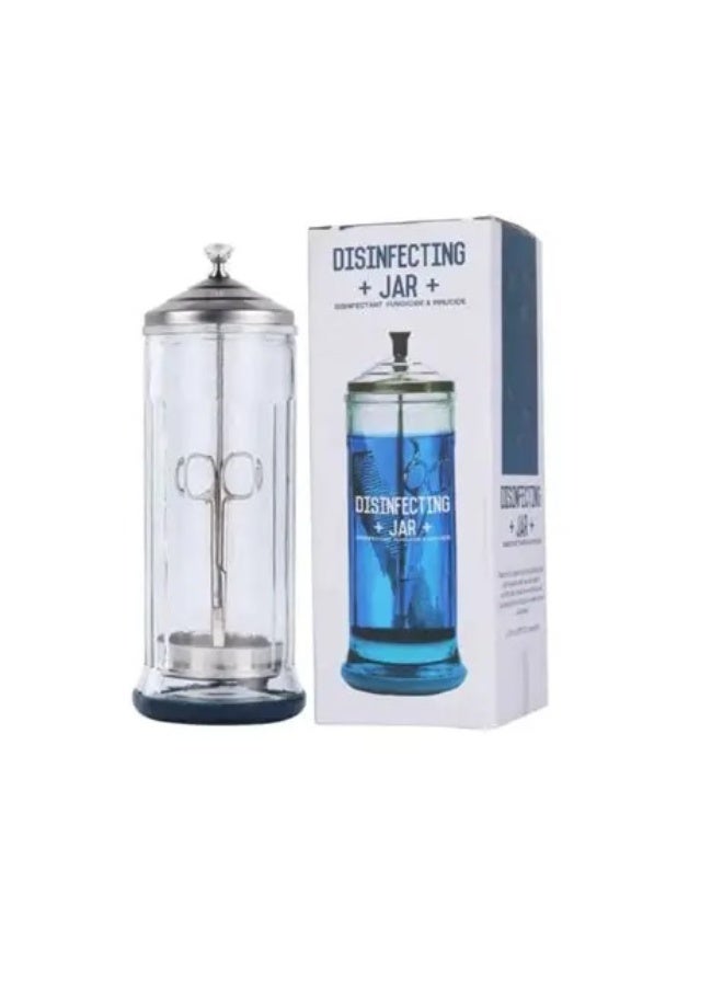 Disinfecting Jar Glass Rubber Base Disinfectant Fungicide & Virucide 11.5"H x 4.25"W 37fl.oz - Image 1