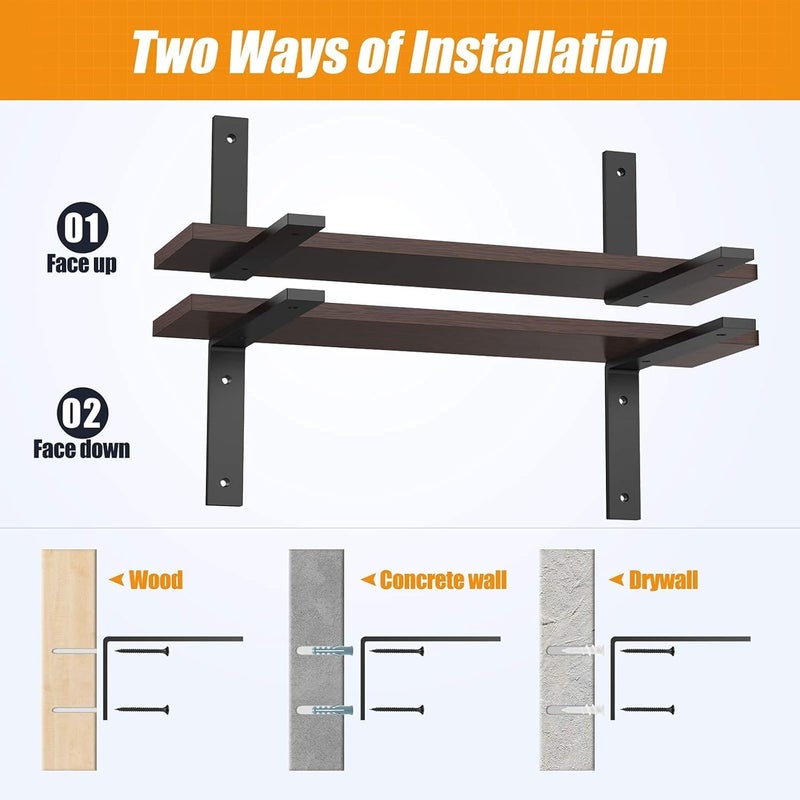 Hirvall L Shelf Brackets 10 x 6 Heavy Duty and Extra Thick Shelving Brackets Iron Wall Shelves Brackets with Hardware for DIY Open Wood Shelving 4 Pack - Image 4