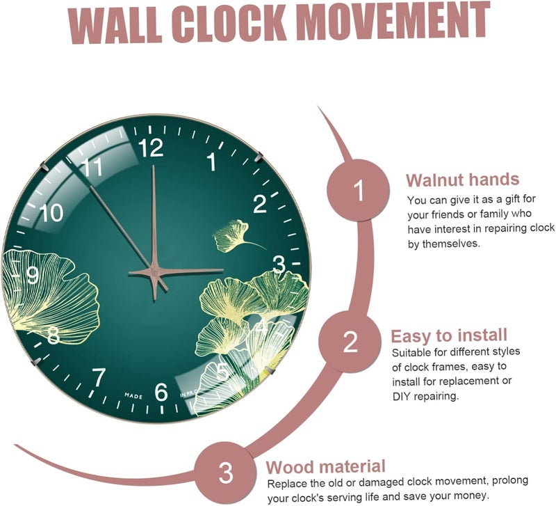 Quartz Clock Mechanism Replacement Kit with Silent Movement Durable Clock Hands and Easy Install Design and - Image 2