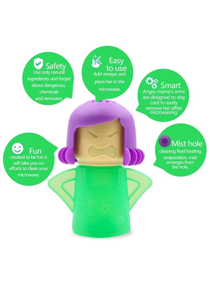 AROAQ Microwave Cleaner, Angry Mama Microwave Cleaner Microwave Oven Steam Cleaner Easily Clean in Minutes Cleans Add Vinegar and Water for Home or Office with English Manual (Green) - Image 2