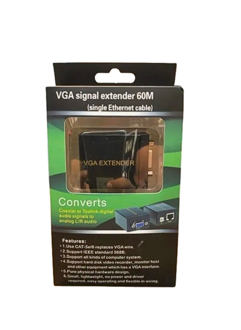 Generic VGA Extender CAT5E 6 VGA Extension 60 Meters VGA Extender with RJ45 Ethernet Cable 60M  - Image 1